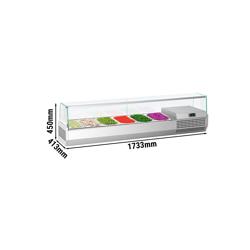 Nadstawka chłodnicza do na dodatki PREMIUM PLUS - 1733x413mm - 6x GN 1/3 - ze szkłem hartowanym