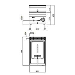 Elektrische friteuse - 10 liter - 6 kW - mechanische bediening - met aftapkraan