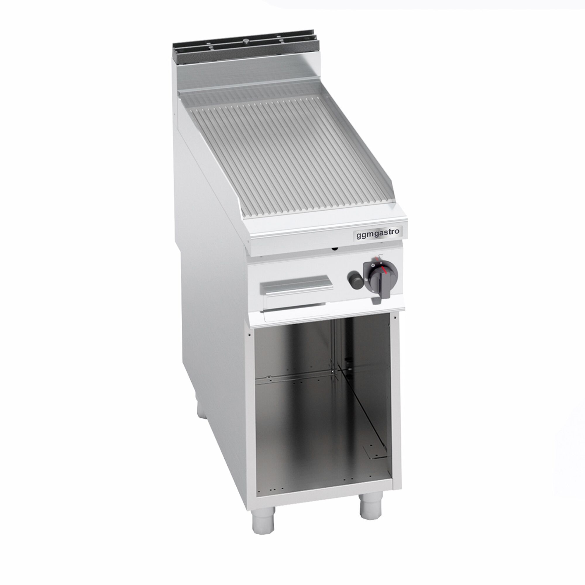 Commercial Gas Griddle - 10kW - Ribbed Plate - Cooking area: 396x667mm - on Stand