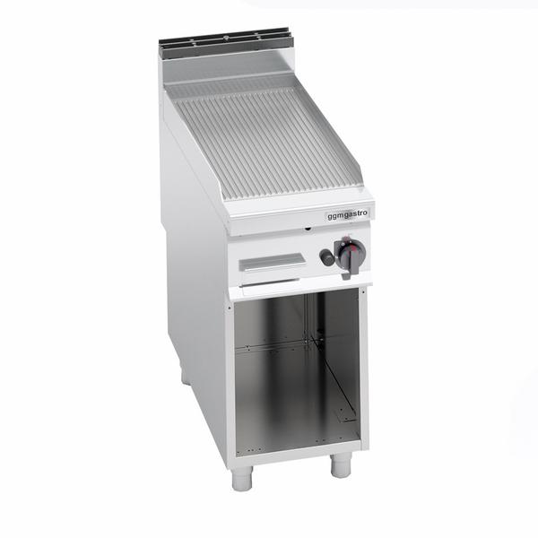 Gazlı Pleyt Izgara - 10kW - Oluklu - Pişirme Yüzeyi: 396x667mm