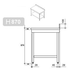 Edelstahl Arbeitstisch PREMIUM - 1200x700mm - mit Grundboden & Aufkantung