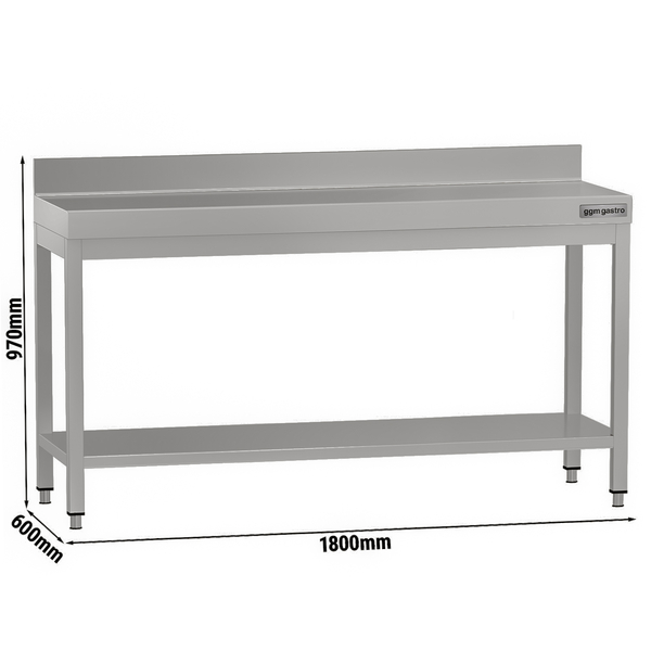 Paslanmaz Çelik Çalışma Tezgahı - ECO -1800x600mm - sırtsız alt raflı