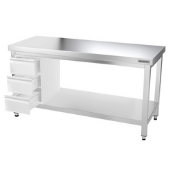 Työpöytä PREMIUM ruostumattomasta teräksestä - 1600x800mm - pohjalla ja kannattimilla 