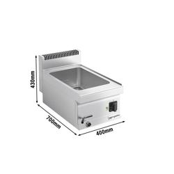 Commercial Electric Bain Marie GN 1/1 or 2x GN 1/2 Tabletop ECO - 85 °C Max - 175 mm Depth - Drain Tap