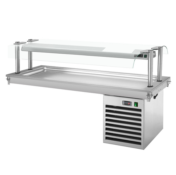 Bandeja enfriadora emportable -1,8m - +2 ~ +8 °C - 5x GN 1/1 - con protección de vidrio