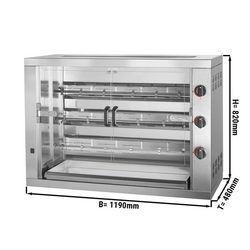 Grill de poulet à gaz - 17,7kW - avec 3 broches pour jusqu'à 18 poulets	