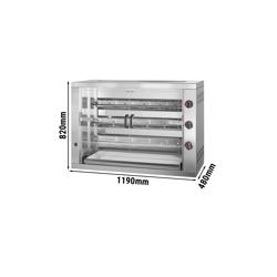 Grill pe gaz pentru pui compact cu 3 ţepuşe pentru 18 pui