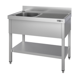 Vaskeborde med underhylde 1,0m - 1 vask til venstre L 50 x B 50 x D 30 cm