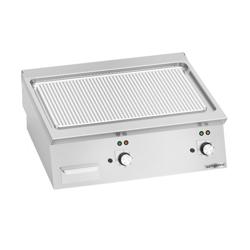 Plancha électrique - plaque acier - 2 zones - 9,6 kW - Rainurée