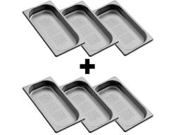 (6 pièces) Conteneurs GN en inox 1/3 - perforés - Hauteur : 40 mm        