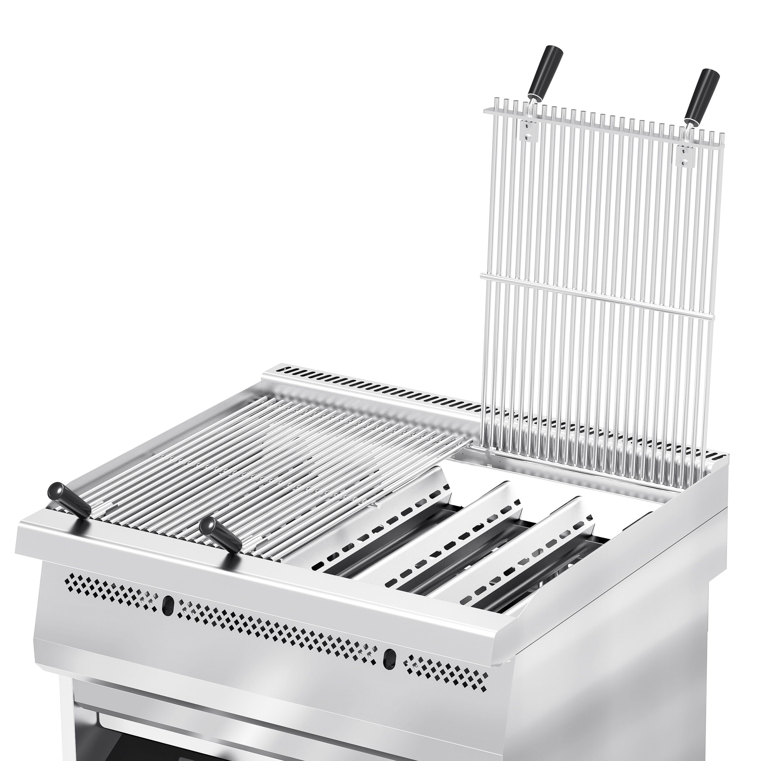 Barbecue à gaz professionnel - 22kW - sur pied - P700mm - 2 grilles de cuisson - grilles de cuisson en fonte