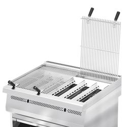 Barbecue à gaz professionnel - 22kW - sur pied - P700mm - 2 grilles de cuisson - grilles de cuisson en fonte