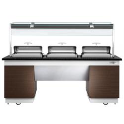 Buffet DUBLIN - 2300mm - met 3 chafing dishes & zwenkwielen - zwart graniet