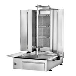 Máquina de Kebab a gás - 3 queimadores - de bancada - motor inferior - máx. 40kg - incl. 2 chapas de proteção e 2 portas articuladas para kebab