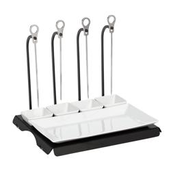CLASSICO - Soporte para brochetas - Negro - incl. 4 brochetas para parrilla
