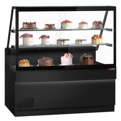 Soğuk Teşhir Dolabı TORONTO - 1600x900mm - 2 raflı cam üst tabla - çift cam - LED aydınlatma - ön panel siyah; granit tezgah