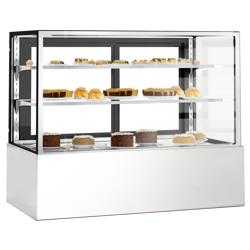 Vitrine à pâtisserie réfrigérée - 598L - 1500mm - Double vitrage - avec 2 étagères en verre - portes coulissantes vitrées arrière