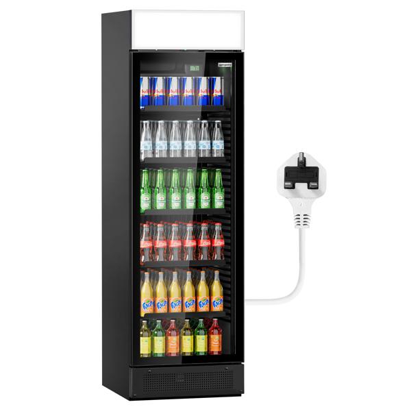 Beverage refrigerator - 345 litres - frameless design - with 1 glass door & advertising display -  For UK