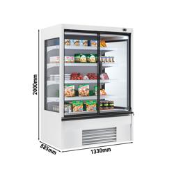 Vitrine murale réfrigérée - 1330mm - 711L - avec 2 portes battantes vitrées & 4 étagères - Blanc