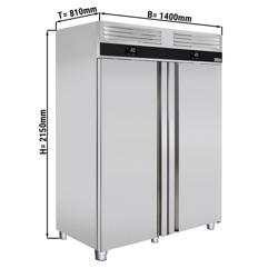Kombinace lednice a mrazáku PREMIUM - GN 2/1 - 1 400 l - až +8 °C - s 2 dveře - Digitální termostat; Ventilované chlazení; Automatické odmrazování