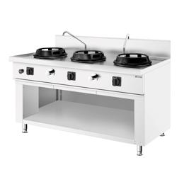 Gazlı Wok Ocak - 45 kW - 3 Gözlü - 2 mini su kolonu dahil