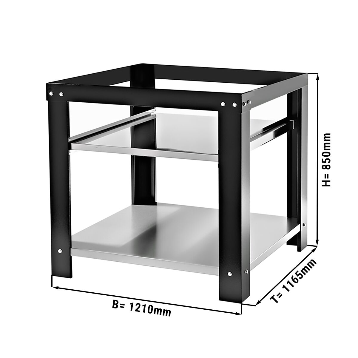 Support pour four à pizza - Noir - 1210x1165x850mm - avec 2 étagères - compatible avec GPOE930DN