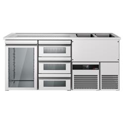Barkoelkast PREMIUM - 1950x700mm - 1 glazen deur & 3 laden