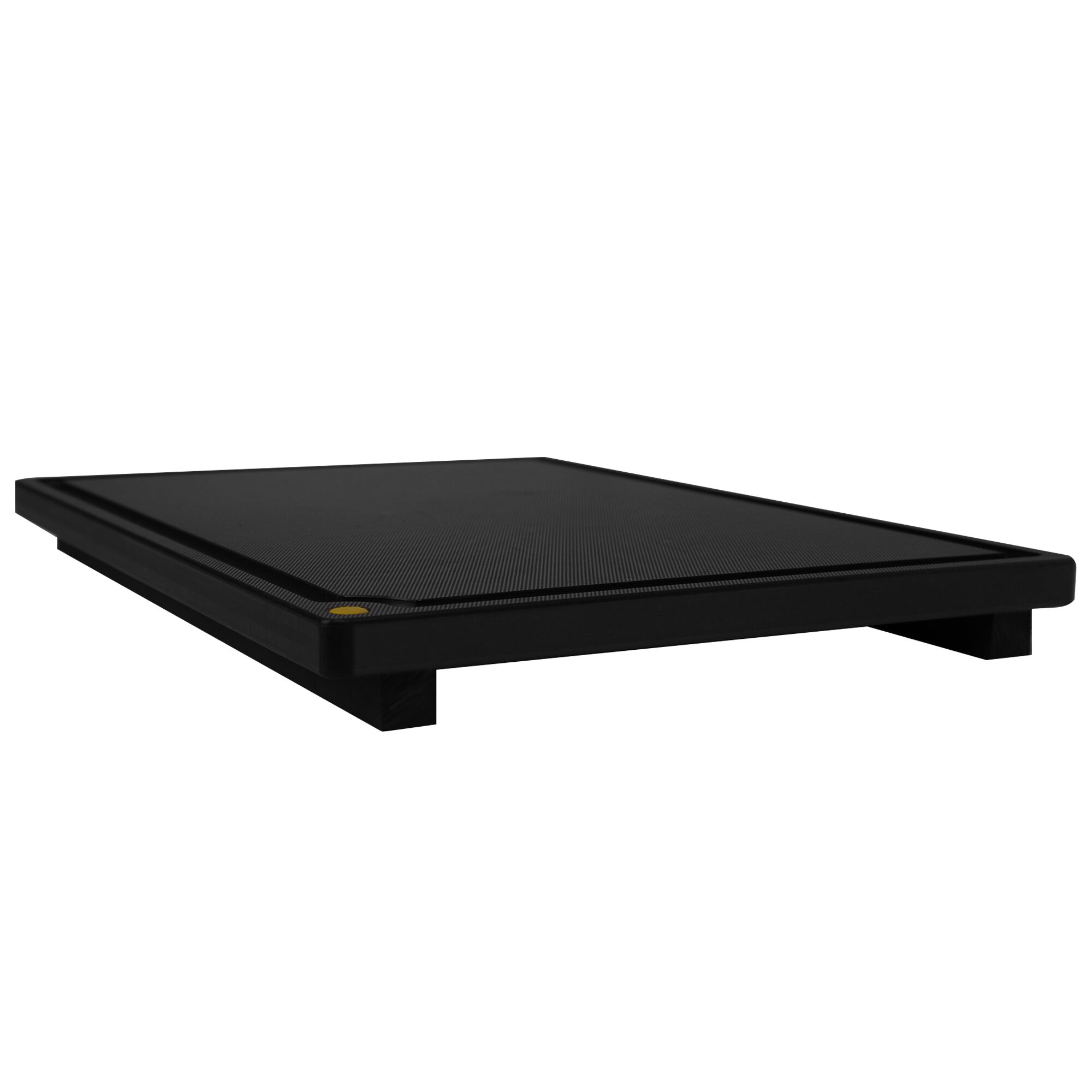 Planche à découper avec rigole à jus - 325x265mm - Épaisseur: 20mm - Conforme HACCP - Polyéthylène - Noir