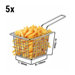 (5 pcs) Panier de service à frites - SNACKHOLDER - acier inoxydable - rectangulaire - 100x80x70mm
