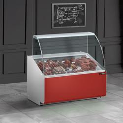 Koelvitrine - 944x979mm - 200 liter - front rood - rechte ruit