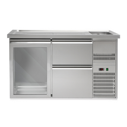 Pivski štand Premium PLUS - 1550x700 mm - 1 staklena vrata & 2 ladice 