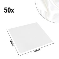 (50 Stück) Damast Mitteldecke Porto - glatt Satin - 220g/m² - 100x100cm - Weiß