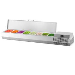 Refrigerated Servery Prep Top PREMIUM – 8x GN1/3 - stainless steel folding lid