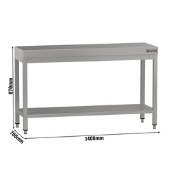 Mesa de trabalho ECO - em Aço inox - 1,4 m - com base