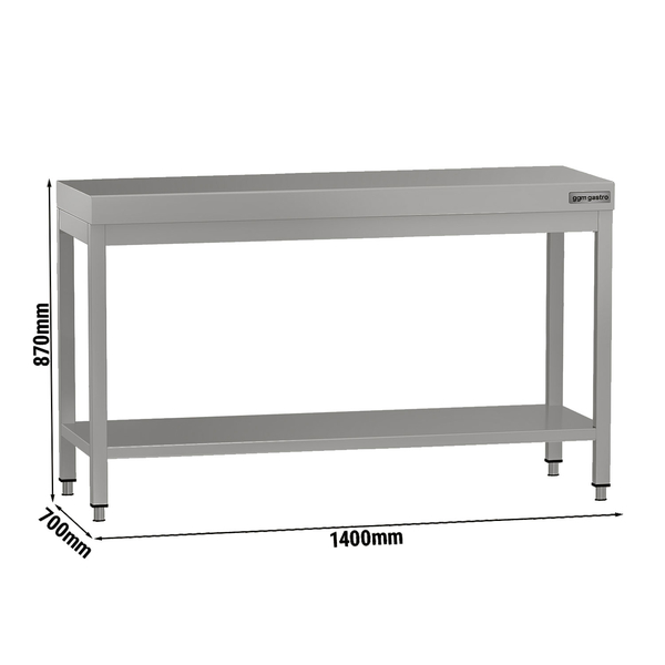Paslanmaz Çelik Çalışma Tezgahı ECO - 1400x700mm  - Alt Raflı, Sırtsız