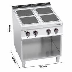 موقد كهربائي LORENZO 900 - 800x900mm - 7 kW - 4 مناطق طهي مربعة - خزانة قاعدة مفتوحة