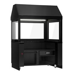 Neutral Element for Commercial Charcoal & Gas Grill - TORONTO - 1500x900x2160mm - Black front - Granite worktop - with LED lighting, Heat shield glass