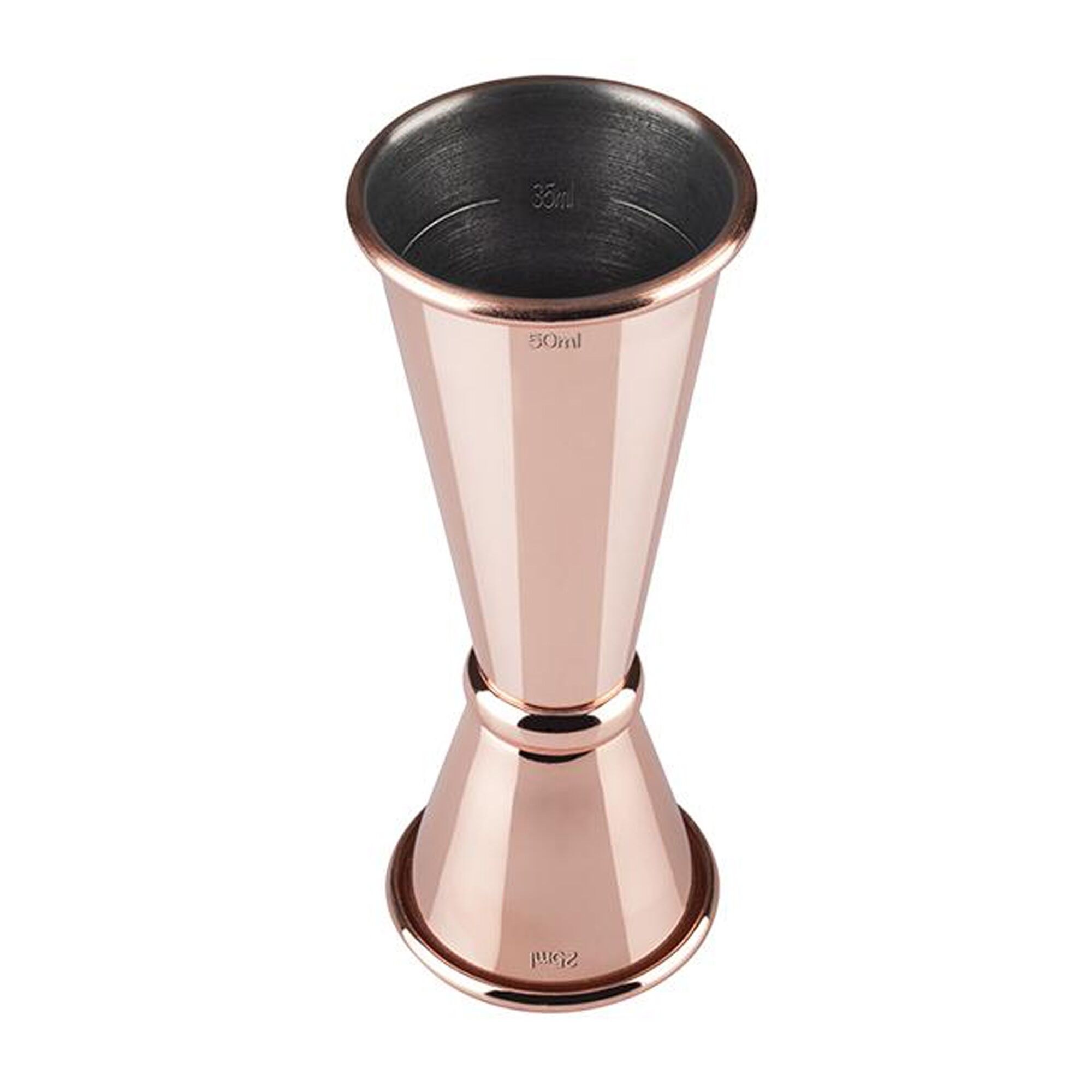 (6 pcs) Jigger double - acier inoxydable - 2,5cl/5cl (25/50 ml) - avec repère(s) 1,5cl/3,5cl - estampillé CE