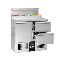 Zubereitungstisch Mini PREMIUM - 900mm - 1 Tür & 2 Schubladen - für 5x GN 1/6