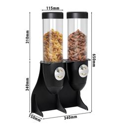 Distributeur de céréales - double - Ø 115 mm - Noir - Distribution rotative