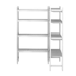 (2 szt.) Zestaw regałów aluminiowych - 1190x1231x1685mm - L-Form - z 8 półek STAŁE - Udźwig: 600kg