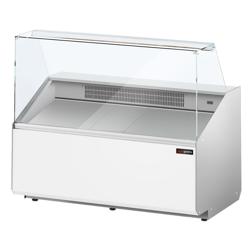 Commercial Refrigerated Serve-Over Counter PREMIUM - 1256 mm - +2 to +6°C - panoramic glass - white front