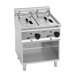 Dubbele elektrische friteuse - 10+10 liter - 18 kW - mechanische bediening - met aftapkraan - incl. onderstel