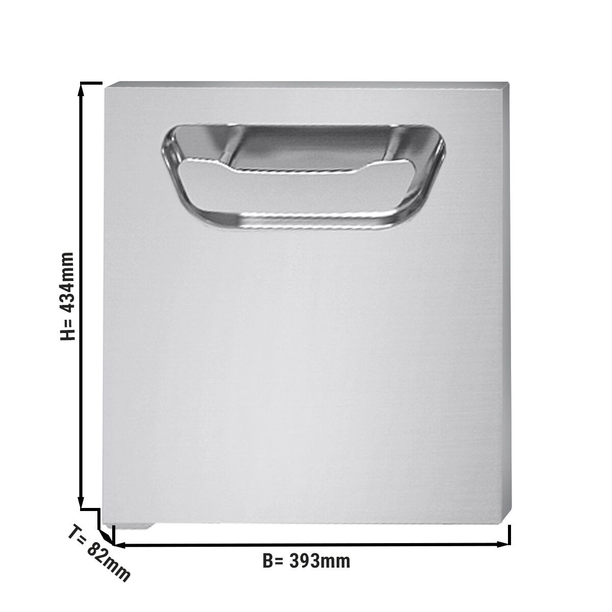 Porte de soubassement - 393x82x434mm - Inox AISI 304 - Série Paolo 700 - charnières à gauche