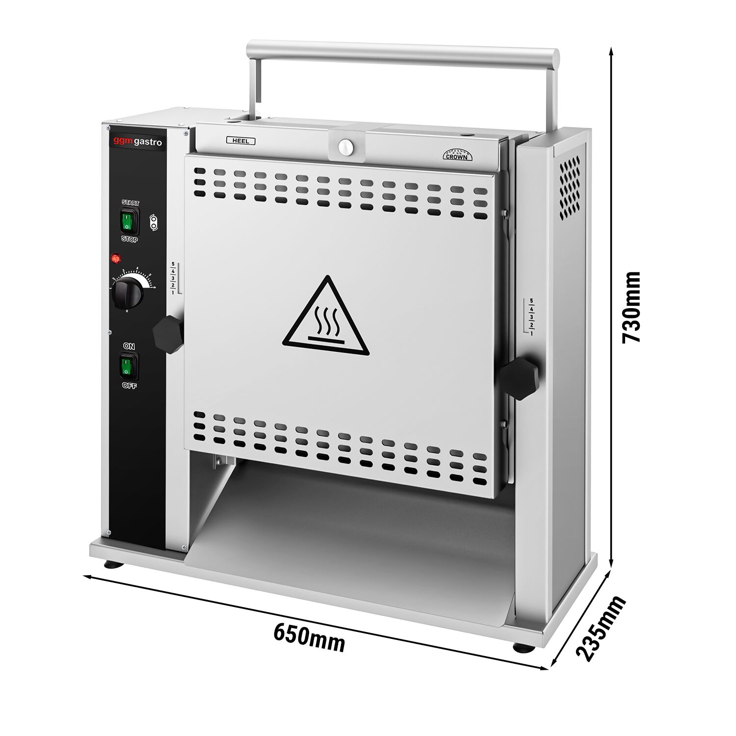Toaster vertical - Manuel - 2,1 kW - pour pains à burger & hot-dog