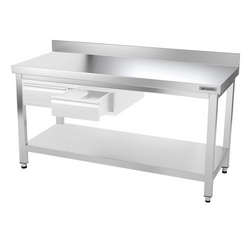 Worktable PREMIUM Stainless steel - 1500x800mm - with undershelf, upstand & bracing