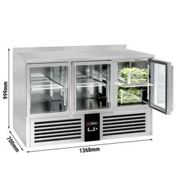 Soğutmalı Tezgah PREMIUM - 1370x700mm - 3 cam kapılı  & Sırtlı