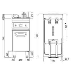Friteuse électrique – 22 litres – 22 kW – avec levage automatique du panier et système de filtration d’huile