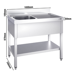 Pesuallasyksikkö PREMIUM - 1000x700mm - jalustalla ja 1 allas vasemmalla