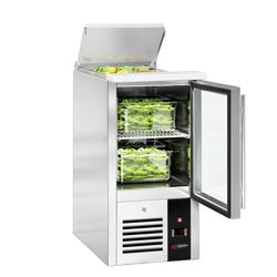 Saladette PREMIUM - 450mm - 1 glazen deur - met RVS deksel voor GN 1/1